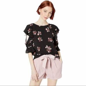 Bb Dakota By Your Sleeve Cold Shoulder Floral Blouse, size XS